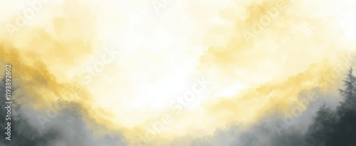 Abstract Pastel Yellow and Gray Dreamy Background with Soft Light and Ethereal Glow for Design photo