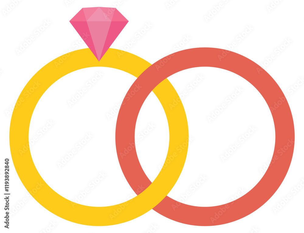 Wedding rings flat vector icon isolated on white background. Wedding rings flat vector icon isolated on white background.