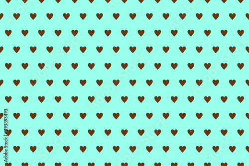 ハートの背景素材（ミントグリーン・ブラウン）、壁紙、パターン、シームレス、チョコレート