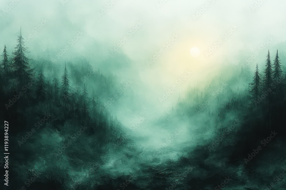Obraz premium Soft Green Watercolor Abstract Landscape Background with Space for Text