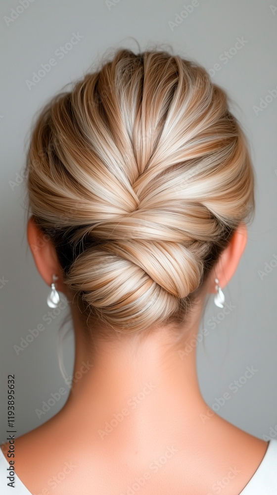 Woman with Blonde Hair in Low Twisted Bun Woman with Blonde Hair in Low Twisted Bun