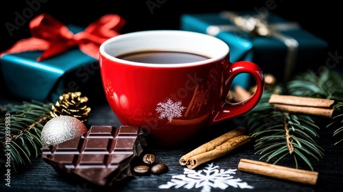Cozy Christmas Hot Chocolate  Red Mug  Gifts  Chocolate  Cinnamon