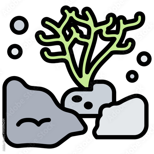 Coral Reef Outline Color Icon