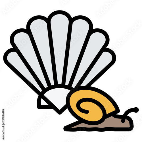 Mollusk Outline Color Icon