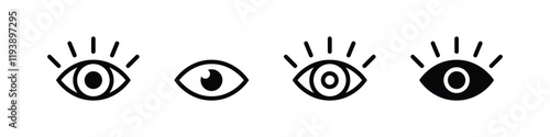 eye icon set. eyesight symbol , eye, view, vision icons in flat style
