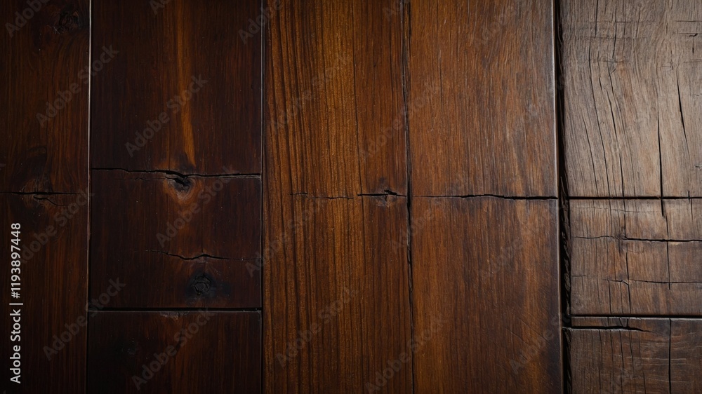 Fototapeta premium Dark Wooden Panel with Rustic Grain Texture