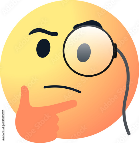 thinking emoticon with a monocle emoji and hand touching its chin : analysis, and problem-solving, questioning, intelligence, emotions