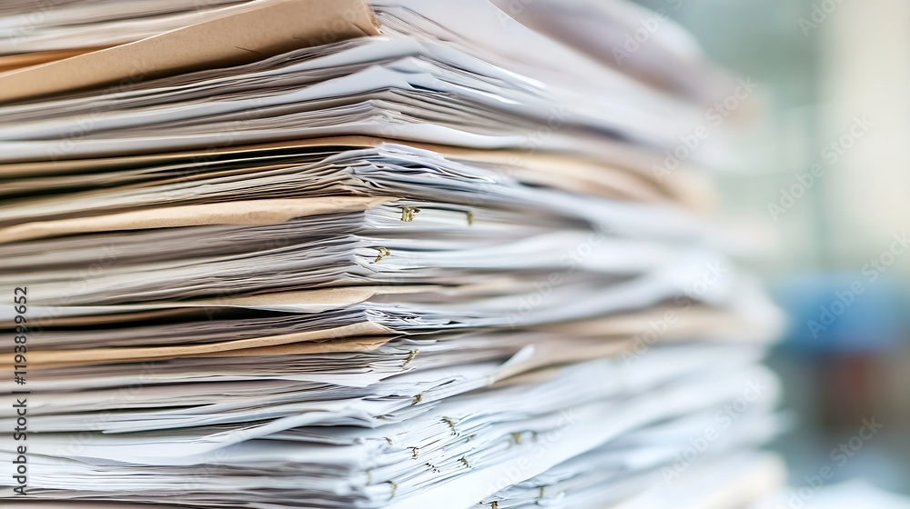 Stack of Unorganized Documents and Papers for Office or Administrative Work : Generative AI Stack of Unorganized Documents and Papers for Office or Administrative Work : Generative AI