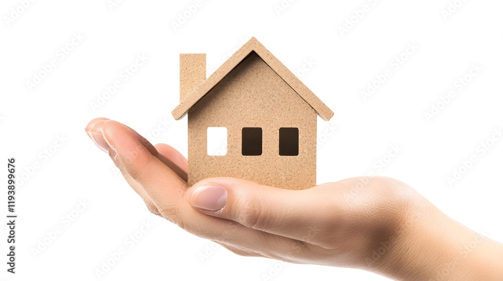 Real estate agent with home, Hand holding a model house Real estate agent with home, Hand holding a model house