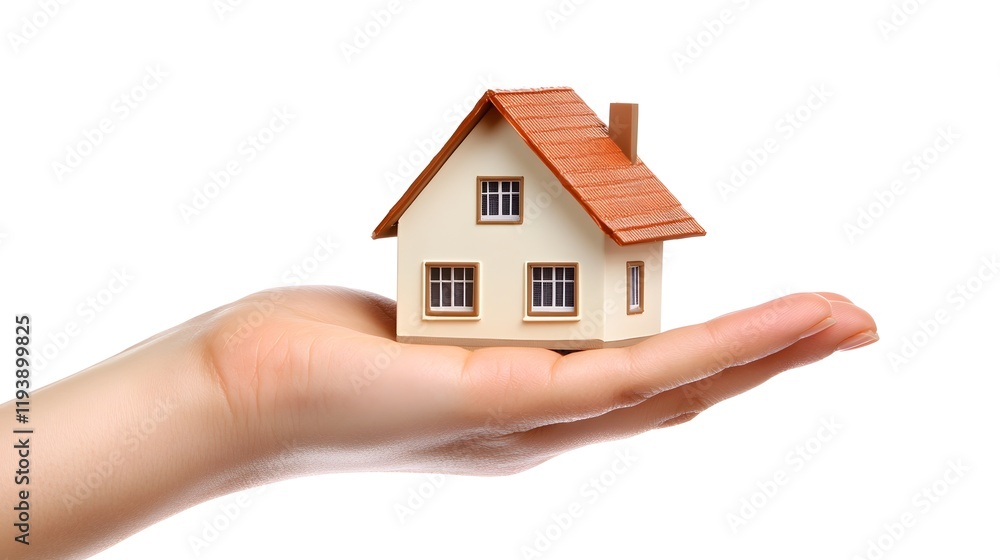 Realstate. Hand holding a model house Realstate. Hand holding a model house