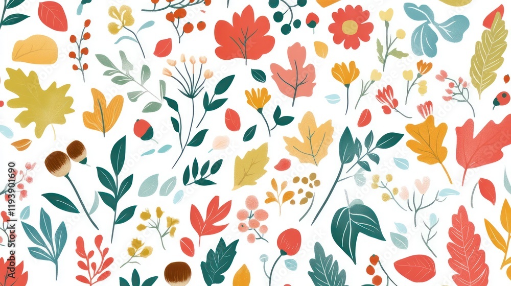 Autumn floral pattern background, decorative Autumn floral pattern background, decorative