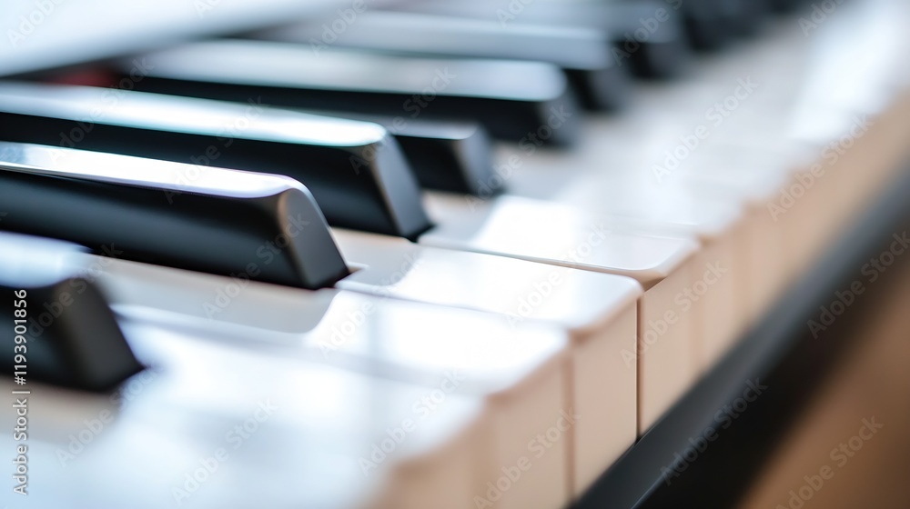 Classic Black and White Piano Keys Close Up with Soft Lighting Atmosphere : Generative AI Classic Black and White Piano Keys Close Up with Soft Lighting Atmosphere : Generative AI
