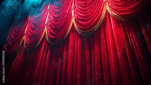 Luxurious Red Velvet Theater Curtains Draped Elegantly