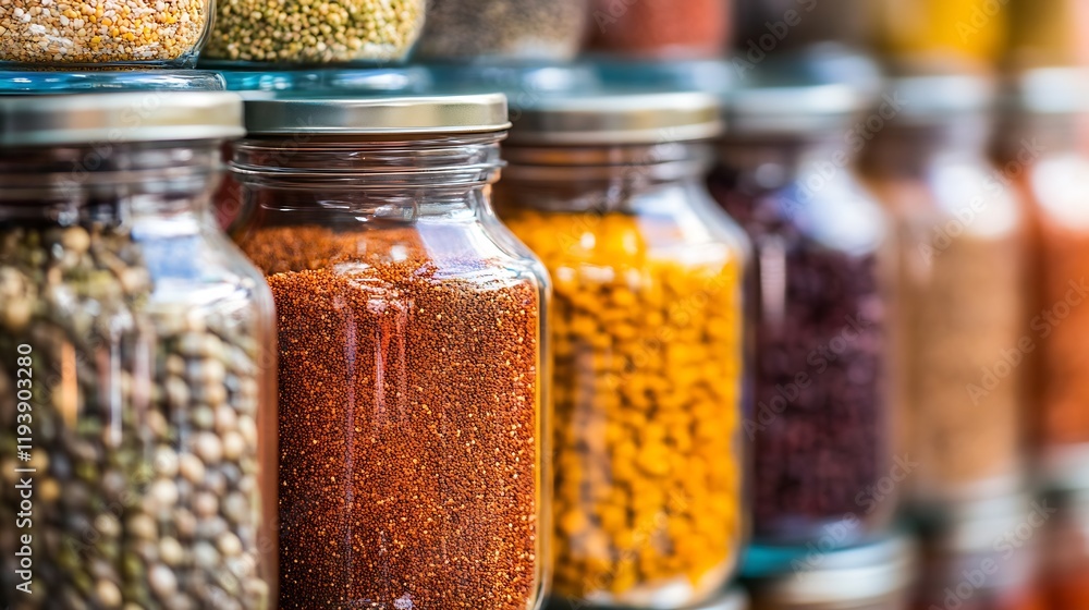 Colorful variety of spices in glass jars exemplifies culinary diversity and flavor : Generative AI Colorful variety of spices in glass jars exemplifies culinary diversity and flavor : Generative AI