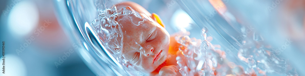Fototapeta premium Infant in Transparent Container with Liquid