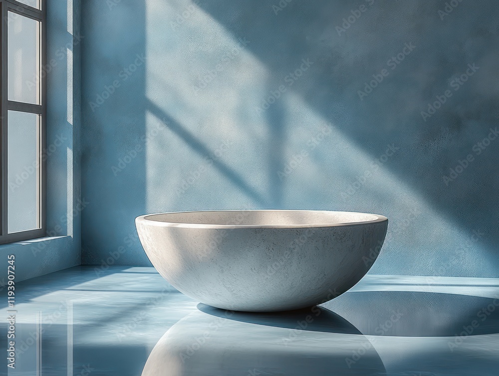 Minimalist White Pedestal for Product Showcase in Pastel Blue Background with Soft Natural Lighting Minimalist White Pedestal for Product Showcase in Pastel Blue Background with Soft Natural Lighting