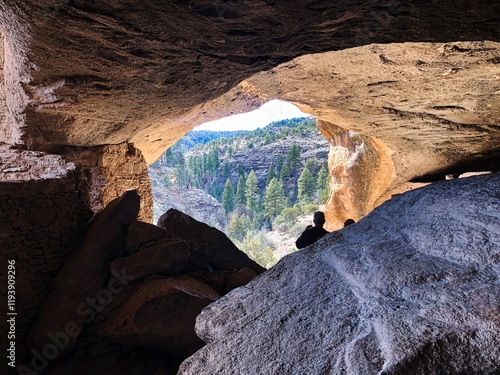 View from Inside Gila Cliff Dwellings National Monument in New Mexico. photo