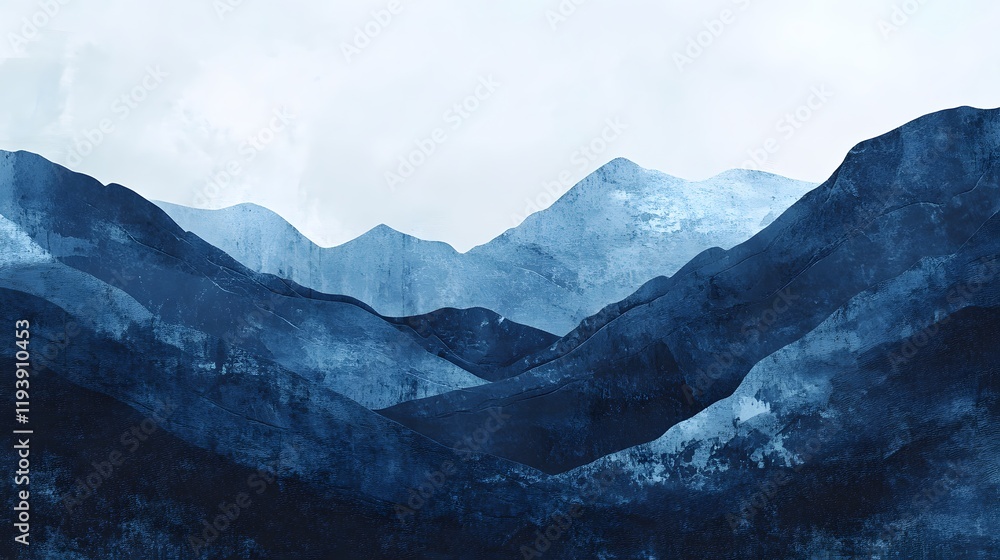 Obraz premium Abstract Blue Mountain Range Landscape Artwork