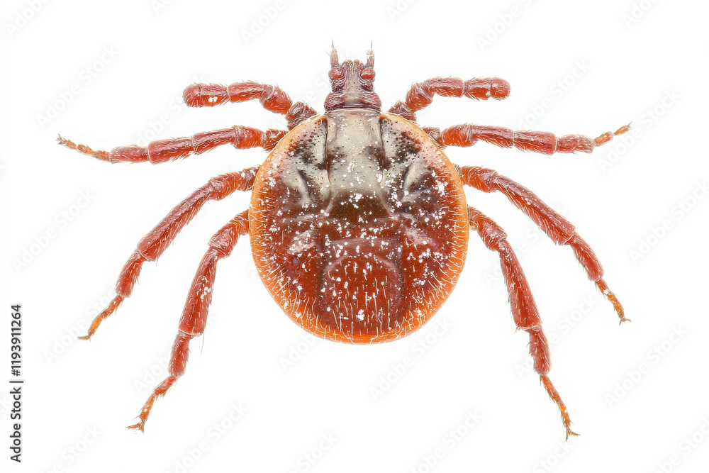 Close-up image of a tick, highlighting its body structure and details. Close-up image of a tick, highlighting its body structure and details.