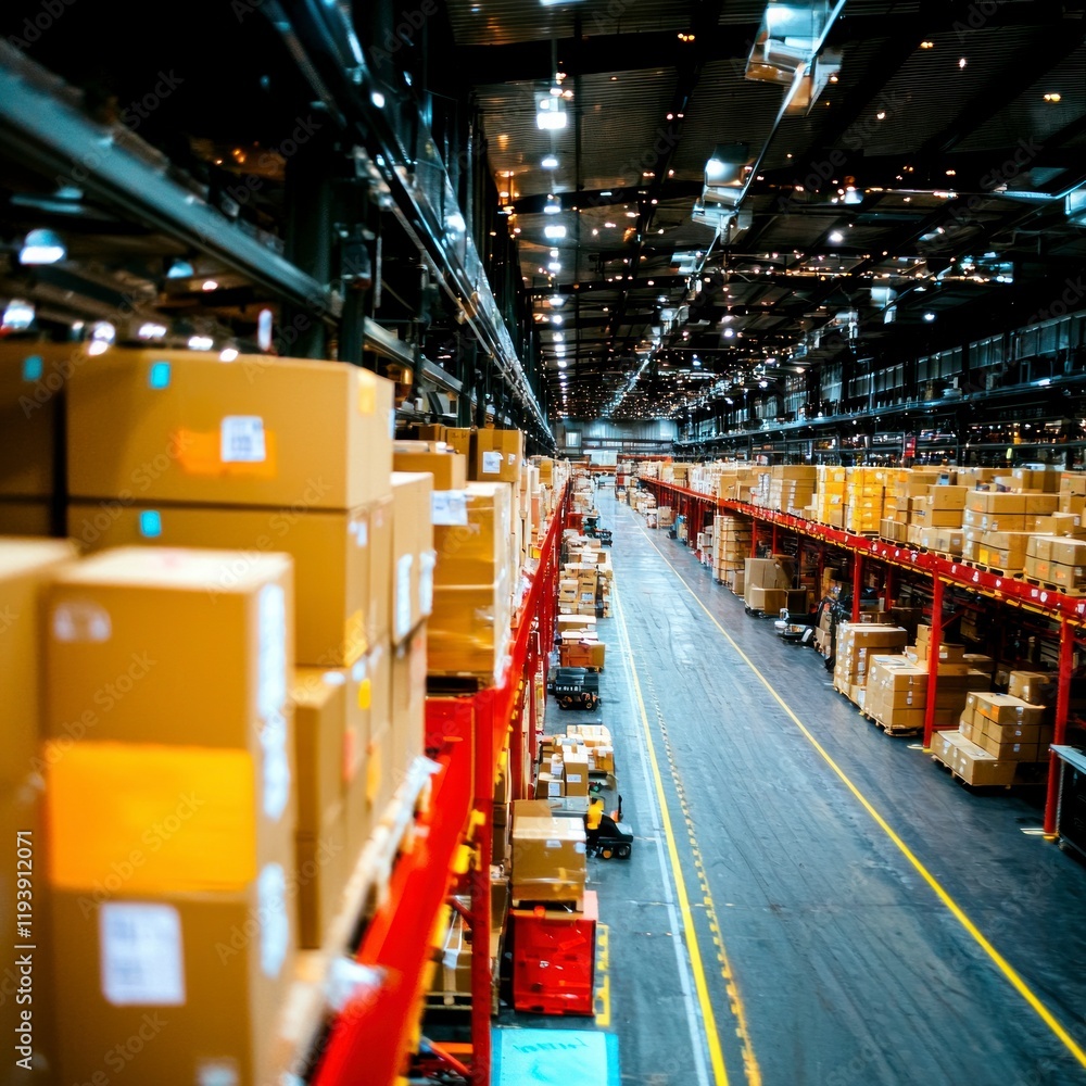 Huge Warehouse Inventory Cardboard Boxes Logistics Distribution Center Huge Warehouse Inventory Cardboard Boxes Logistics Distribution Center