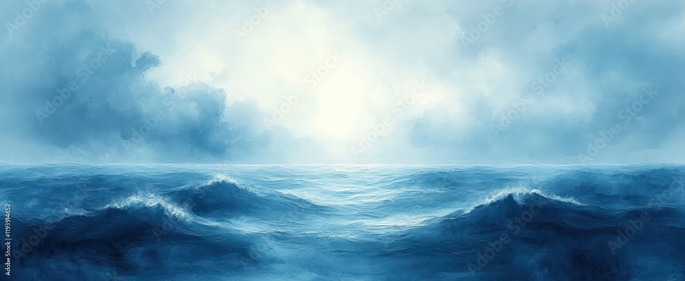 Fototapeta premium Abstract Blue Watercolor Background Design with Soft Shades and Gradients for Tranquil Illustrations