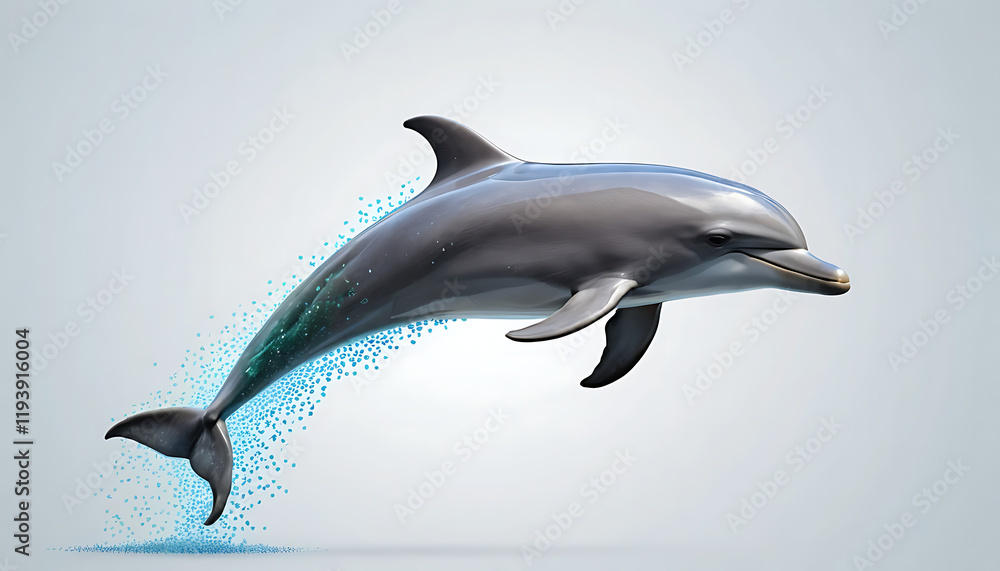 Fototapeta premium Dolphin side view, isolated background. Generative Ai