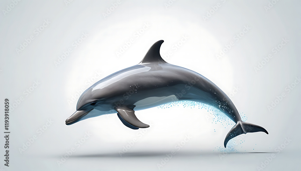 Obraz premium Dolphin side view, isolated background. Generative Ai
