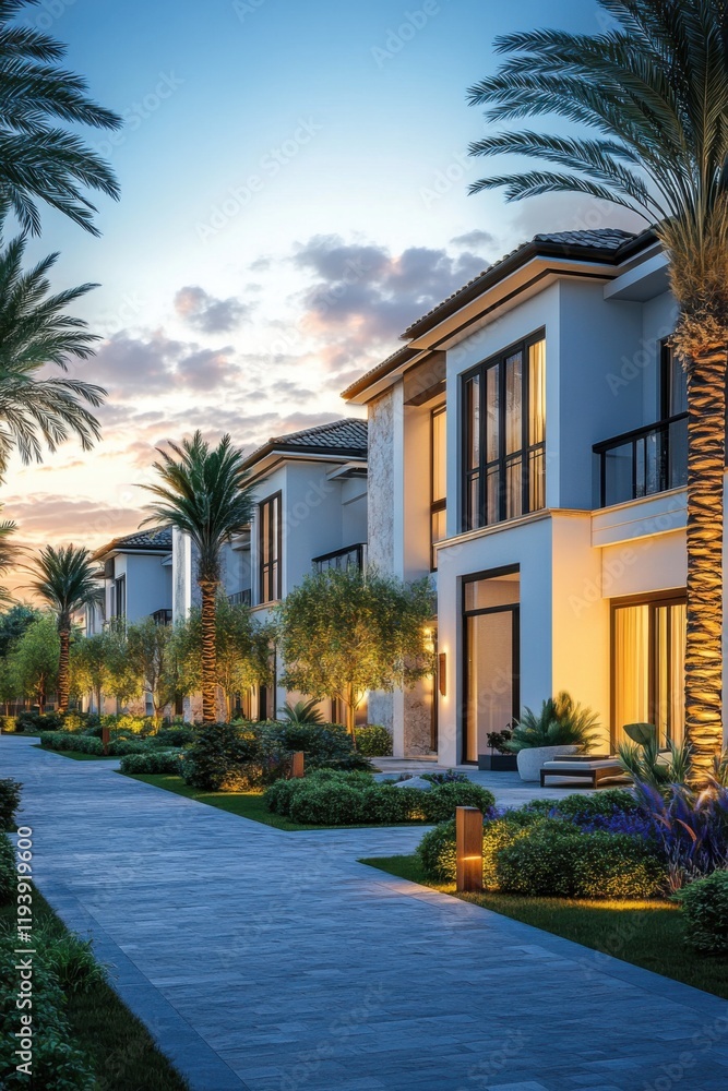 Luxury Villas at Dusk: Mediterranean Coastal Elegance Luxury Villas at Dusk: Mediterranean Coastal Elegance