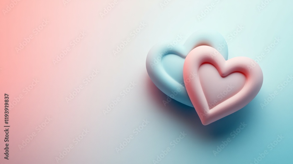 Pastel pink and blue hearts on a gradient background. Perfect for Valentine's Day or love-themed designs. Pastel pink and blue hearts on a gradient background. Perfect for Valentine's Day or love-themed designs.