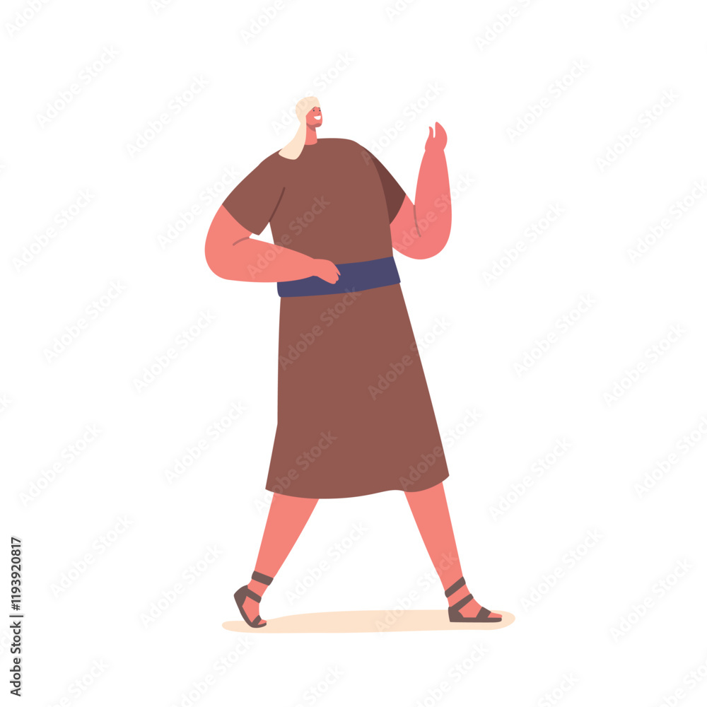 Cheerful Ancient Israelite Man Standing Full Height Isolated On White. Religious Or Spiritual Significance Of Judaism Cheerful Ancient Israelite Man Standing Full Height Isolated On White. Religious Or Spiritual Significance Of Judaism