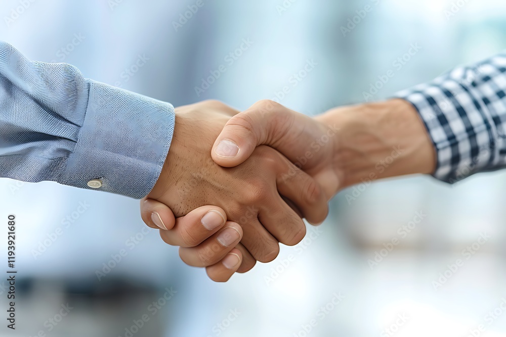 Close up of two businessmen shaking hands in office Close up of two businessmen shaking hands in office