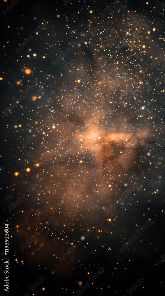 Naklejka premium Celestial Nebula Golden Dust Cosmic Stars Night Sky Background