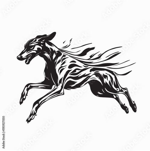 Fast Flaming Greyhound Dog Illustration image vector isolated on white background.