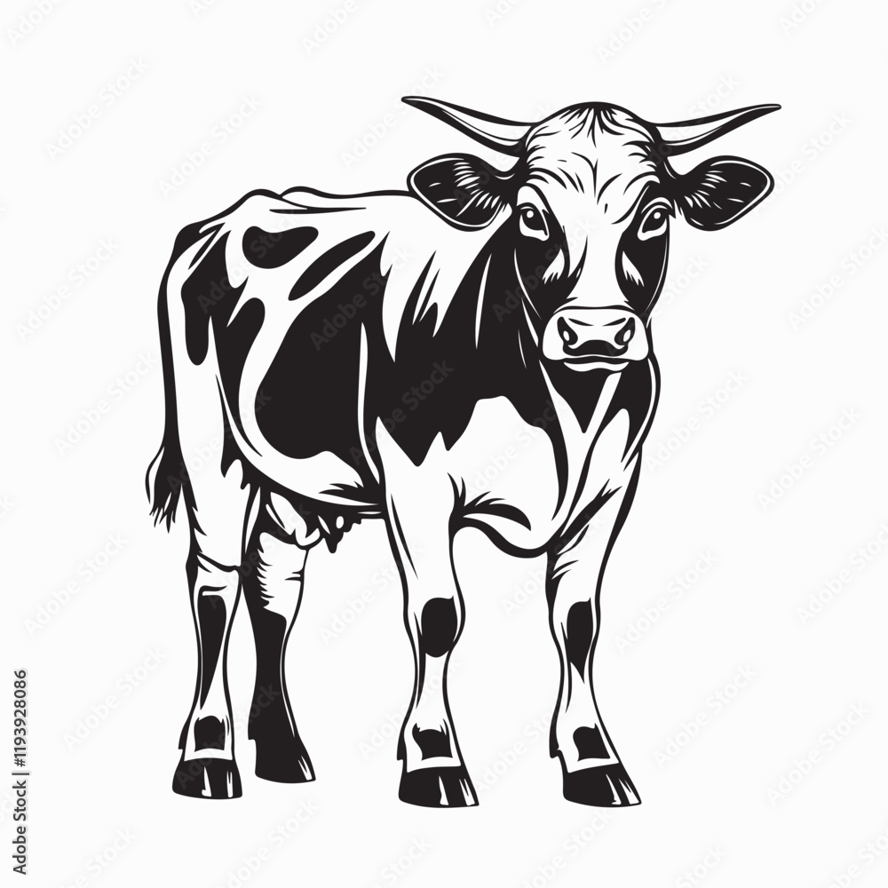 Fototapeta premium Cow Vector Images. Black and white Cow Image isolated on white background.