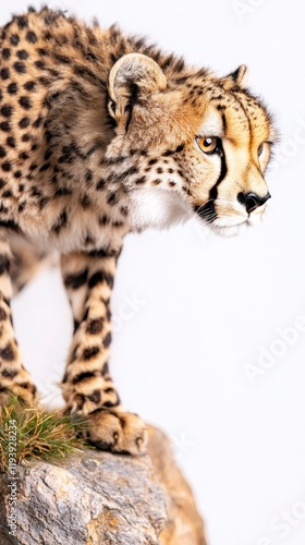 Cheetah on Rock  Wildlife Photography  Big Cat  African Animal  Wild Nature  Closeup Portr photo