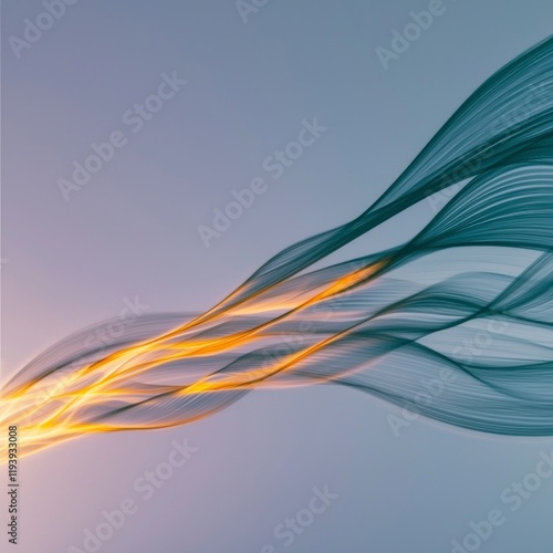 Abstract Flowing Lines  Golden   Teal Waves Background