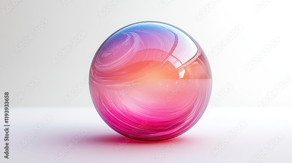 Obraz premium Pink and blue glass sphere on white background.
