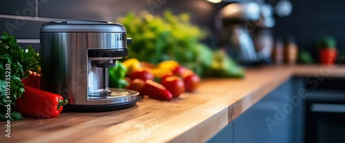 Modern Kitchen Appliance and Fresh Vegetables photo