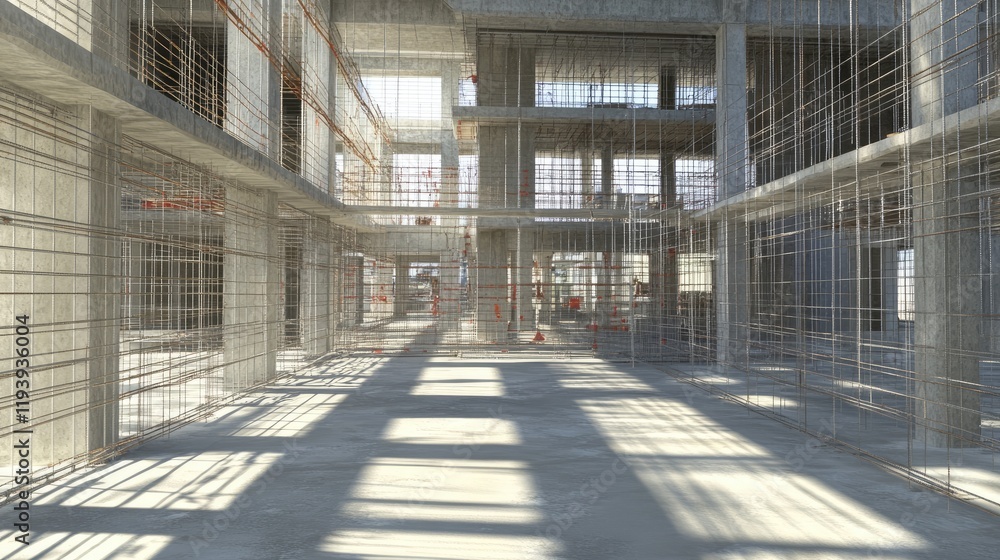 A construction site showing safety nets, structural beams, and detailed multi-level architecture, ideal for real estate investment and urban development topics. A construction site showing safety nets, structural beams, and detailed multi-level architecture, ideal for real estate investment and urban development topics.
