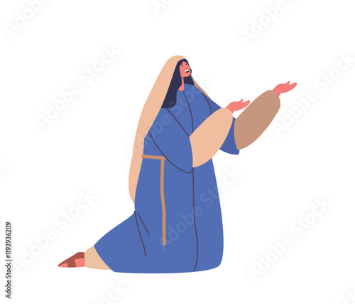 Ancient Israelite Female Character Deep In Prayer, Displaying Faith And Devotion, Adorned In Traditional Attire