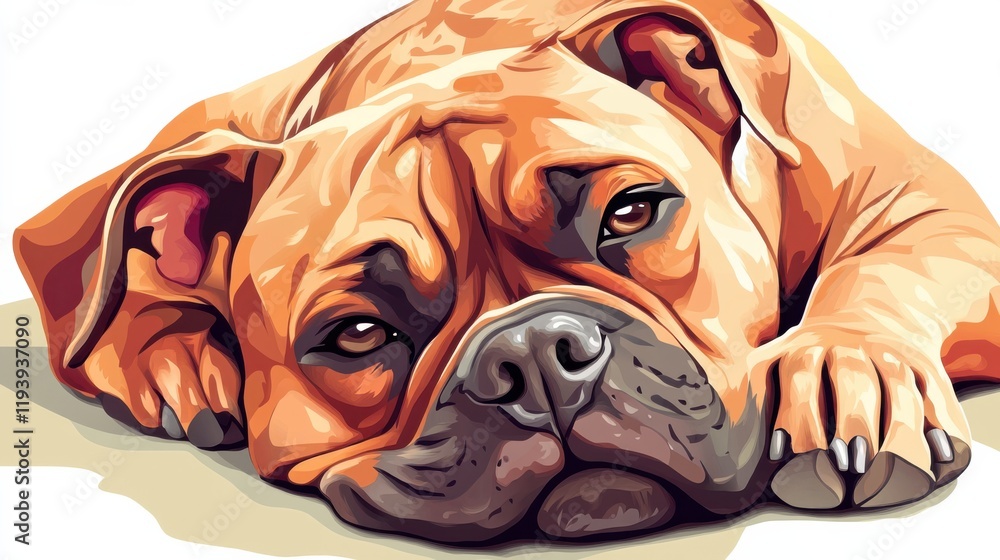 Obraz premium Charming Portrait of a Relaxed Dog with a Beautiful Coat, Capturing the Essence of Canine Friendliness and Comfort in a Vibrant Style