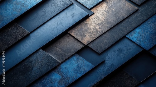 Geometric abstract pattern with intersecting diagonal lines on blue background. Featuring white space in the center for text, ideal for design templates and modern banners.