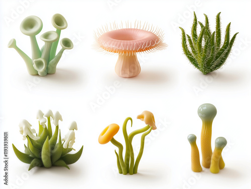 Icônes de plantes carnivores en 3D sur fond blanc photo