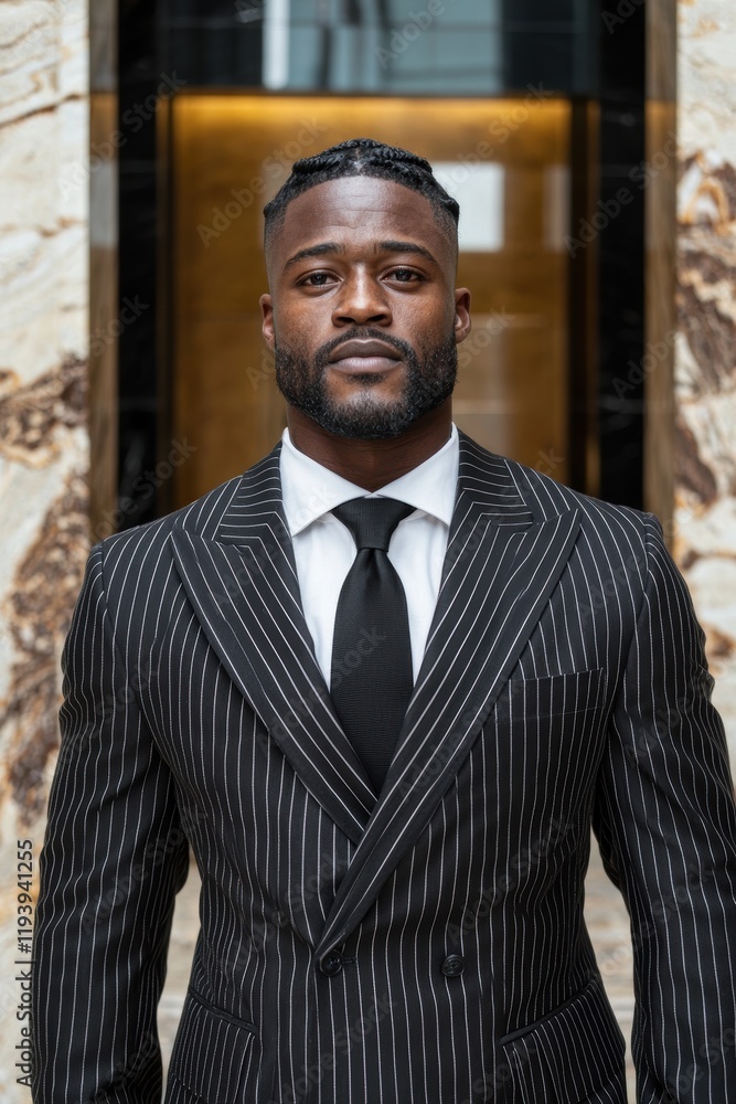 Confident businessman in a pinstripe suit Confident businessman in a pinstripe suit