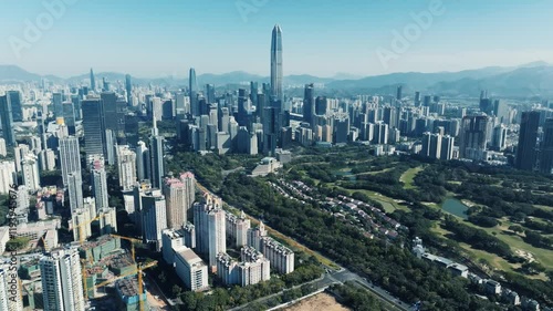 Aerial view of Shenzhen cityscape 