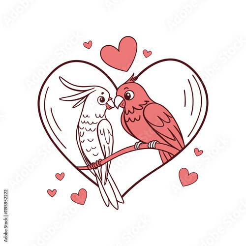 Celebrate love with this valentine bird couple love vector. Perfect for romantic designs, greeting cards, and creative projects. Adorable, charming, and versatile for any occasion.