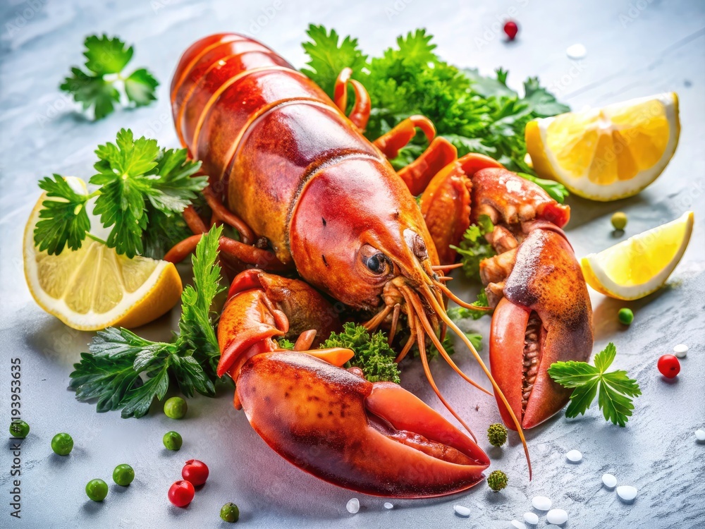 Fresh Lobster Seafood on White Background: Stunning Landscape Photography Fresh Lobster Seafood on White Background: Stunning Landscape Photography