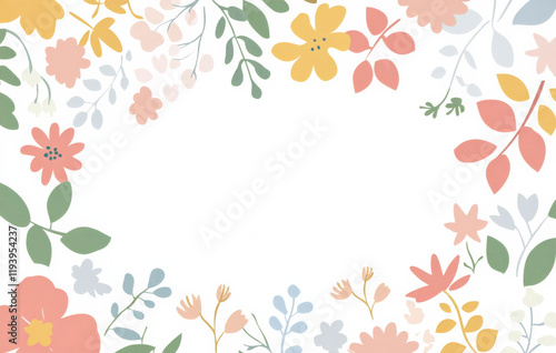 Wallpaper Mural Floral border with colorful leaves and flowers Torontodigital.ca