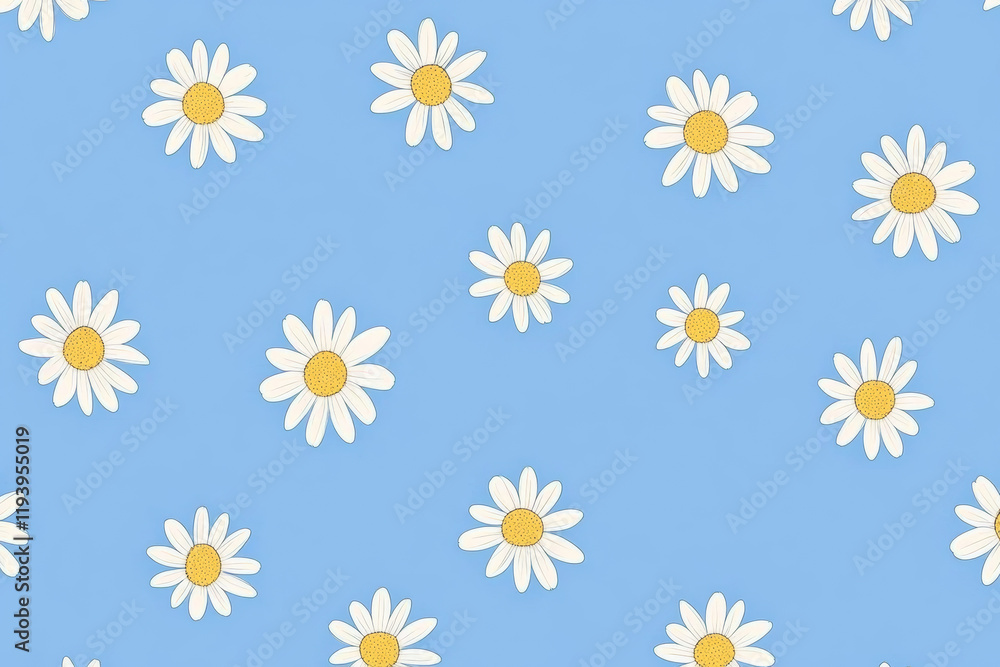 Daisy pattern on light blue background Daisy pattern on light blue background