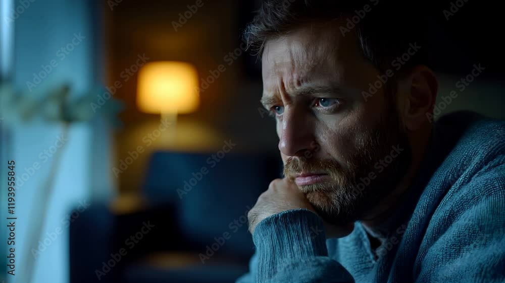 Contemplative Man in Room Emotional Portrait Indoor Close-up Contemplative Man in Room Emotional Portrait Indoor Close-up